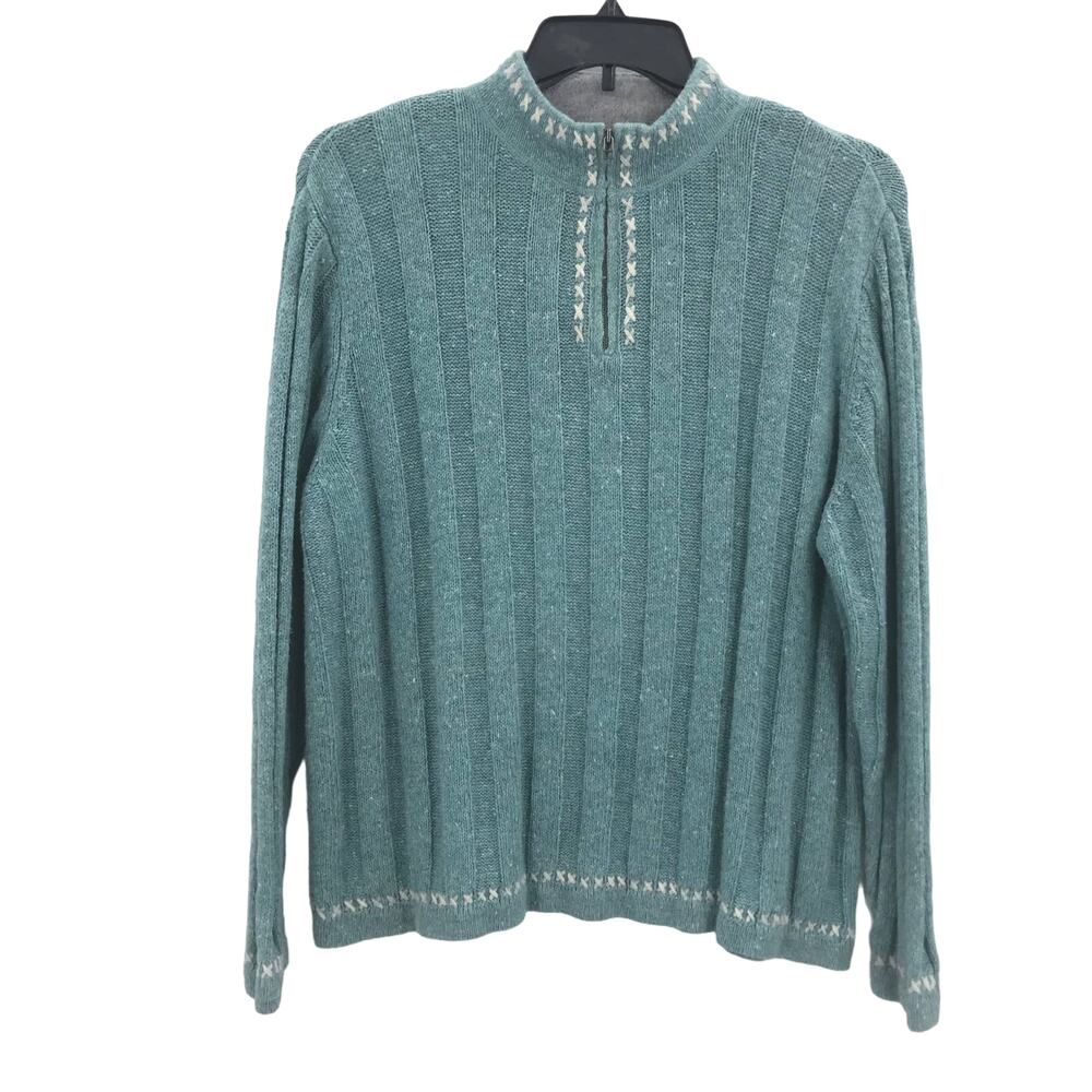 Woolrich Vintage SKI Sweater Long Sleeve 3/4 Zip Knit Pullover Blue X-Large